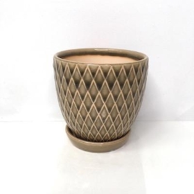 Natural Lined Ceramic Pot 11cm