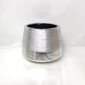 Metallic Silver Brushed Pot 10cm