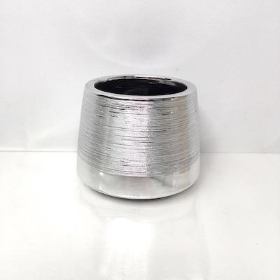 Metallic Silver Brushed Pot 8cm