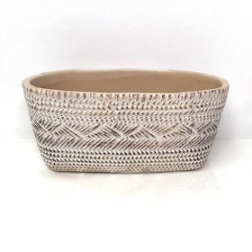 Oval Cement Basket Planter 25cm