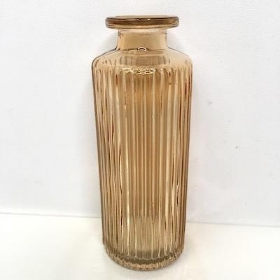 Cognac Ribbed Vase 13cm