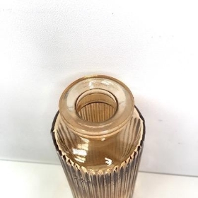 Cognac Ribbed Vase 13cm