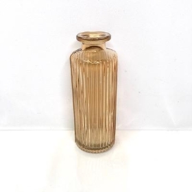 Cognac Ribbed Vase 13cm