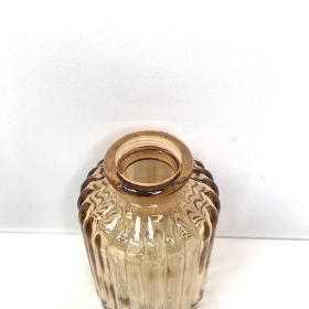 Cognac Ribbed Vase 10cm