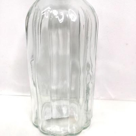 Clear Ribbed Bottle Vase 19cm