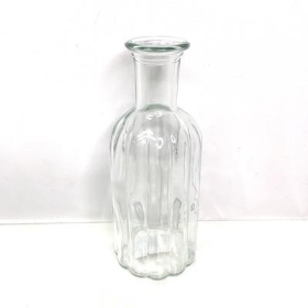 Clear Ribbed Bottle Vase 19cm