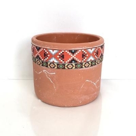 Red Aztec Terracotta Pot 9cm
