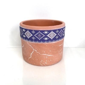 Blue Aztec Terracotta Pot 9cm