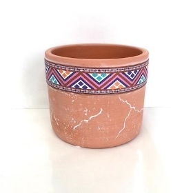 Colour Aztec Terracotta Pot 9cm