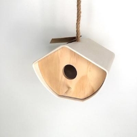 Cream Bamboo Bird Nesting Box 16cm