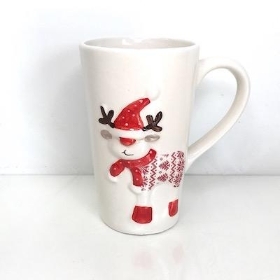 White Reindeer Mug 15cm