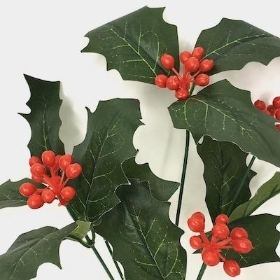 Green Holly And Berry Bush 28cm