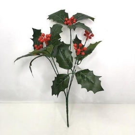 Green Holly And Berry Bush 28cm