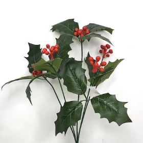 Green Holly And Berry Bush 28cm