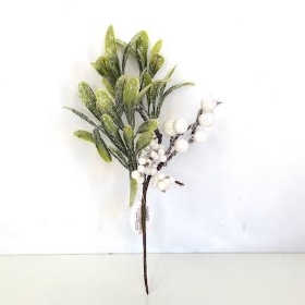 Glittered Mistletoe Pick 26cm