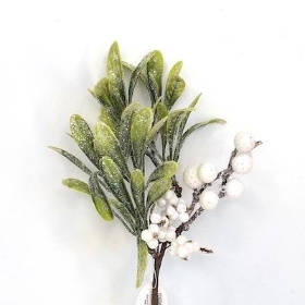 Glittered Mistletoe Pick 26cm