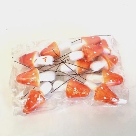 Orange Toadstool Pick x 12